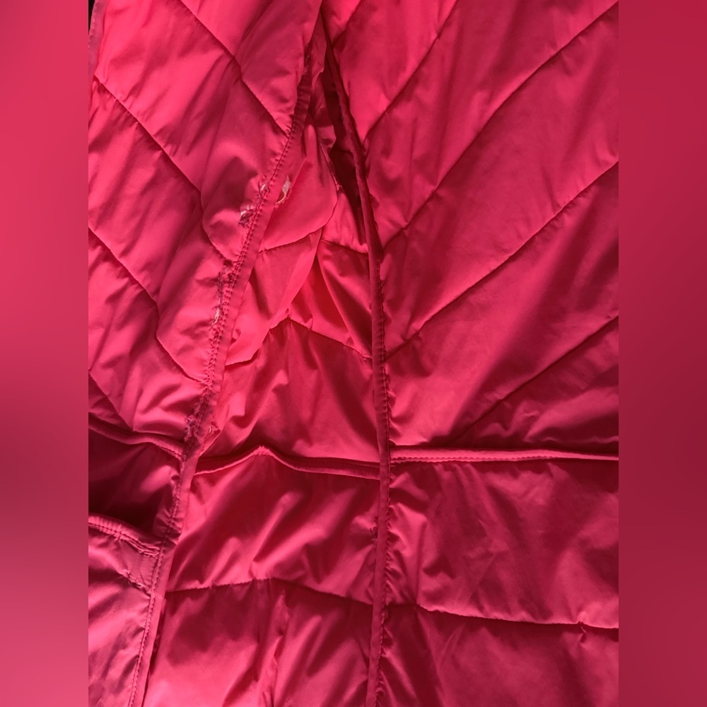 M&S ACTIVE Bright Pink Puffer Jacket Pink Long Puffer Coat With Detachable Hood - Picture 16 of 16